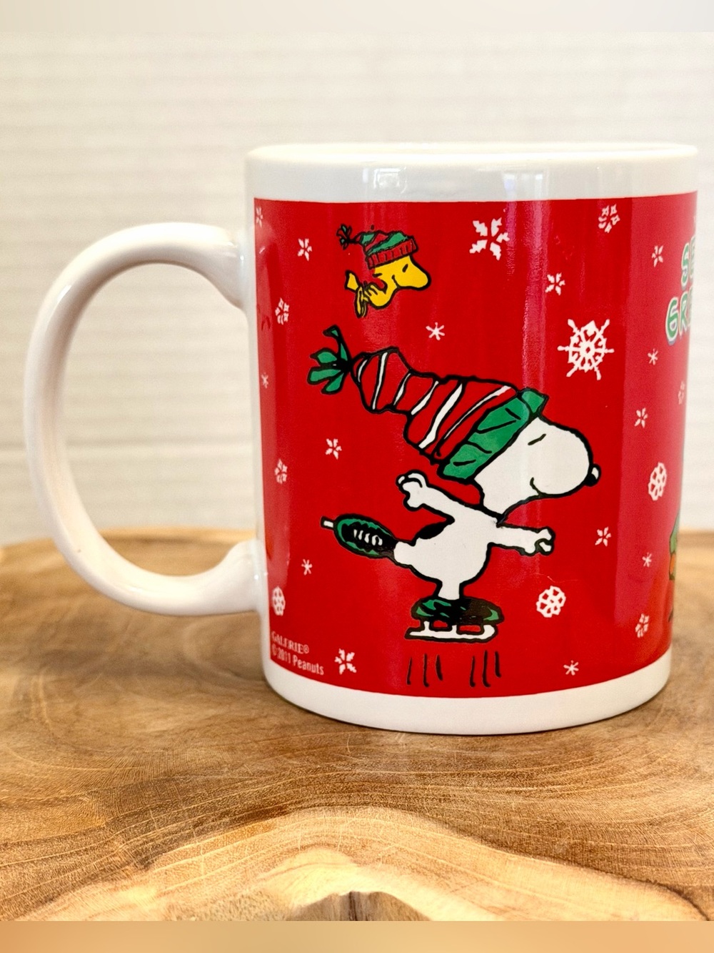 Vintage 2011 Peanuts Christmas Mug “Season Greetings”